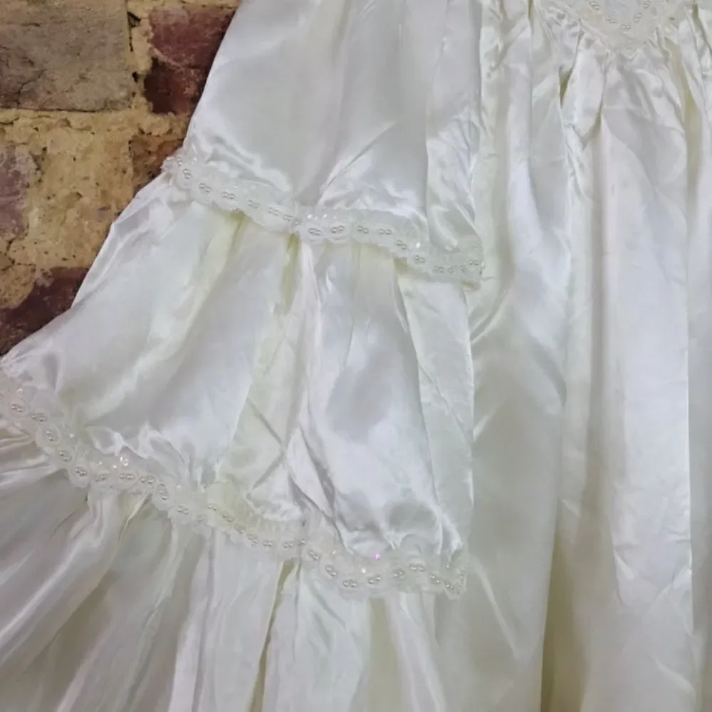 VTG Girls Dress M Wedding Bridal Flower Victorian - Picture 6 of 8